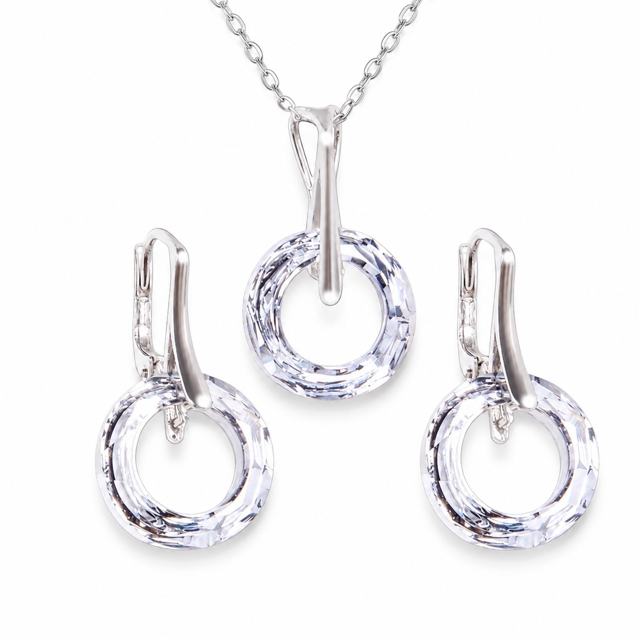Sidabrinis papuošalų rinkinys moterims DiamondSky „Cosmic Ring“ su Swarovski kristalais