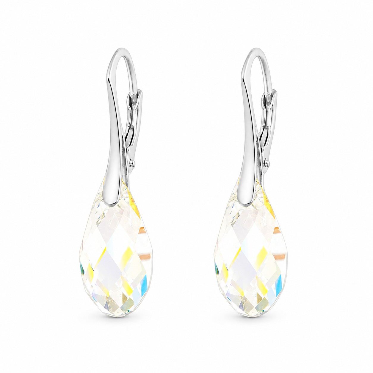 Sidabriniai auskarai „Enchanté (Aurora Borealis)“ su Swarovski® kristalais
