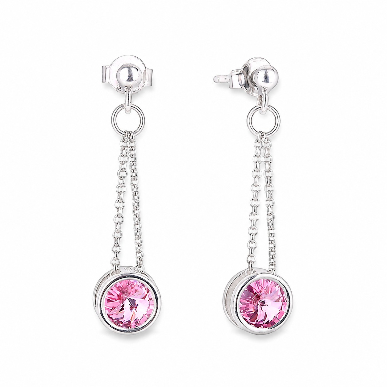 Sidabriniai auskarai „Bonbon (Light Rose)“ su Swarovski® kristalais