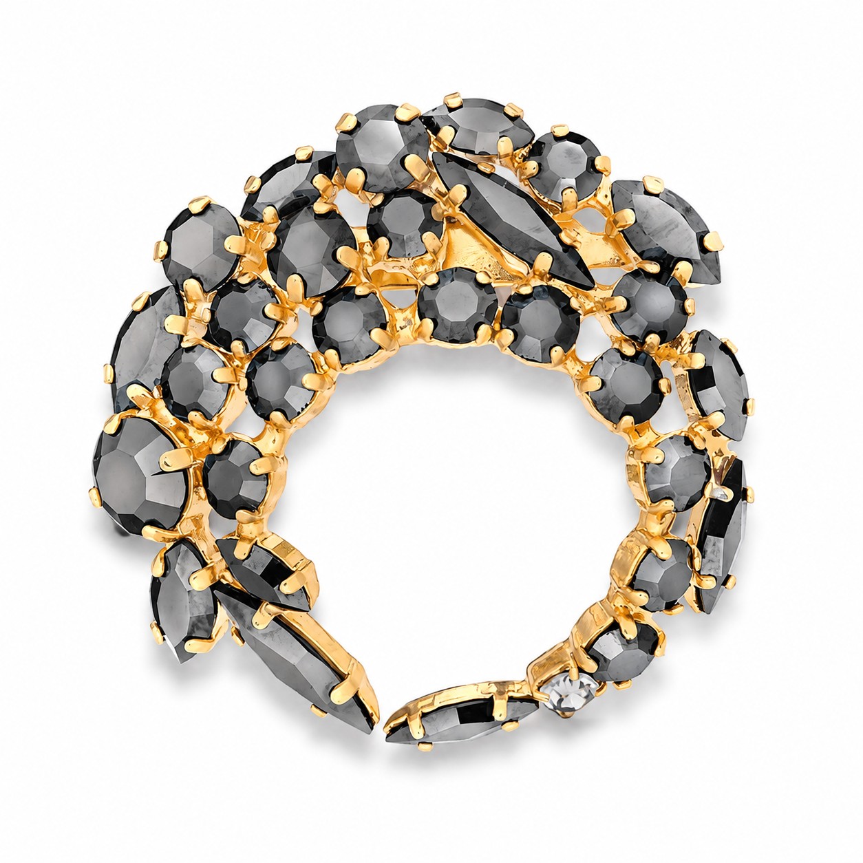 Segė moterims DiamondSky „Kristalo Šakelė (Jet Hematite)“ su Swarovski kristalais