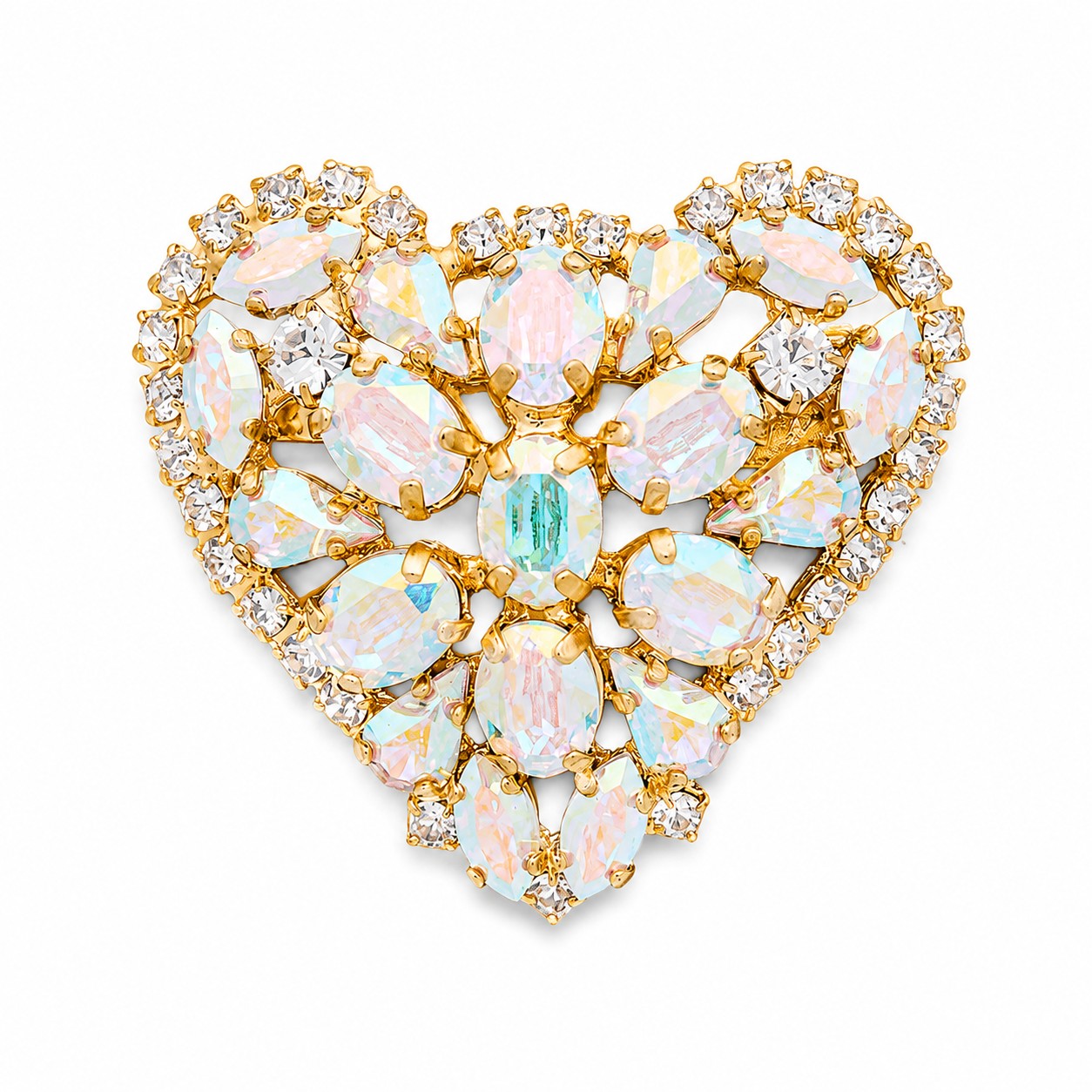 Segė moterims DiamondSky „Crystal Heart II“ (Aurora Borealis) su Swarovski kristalais