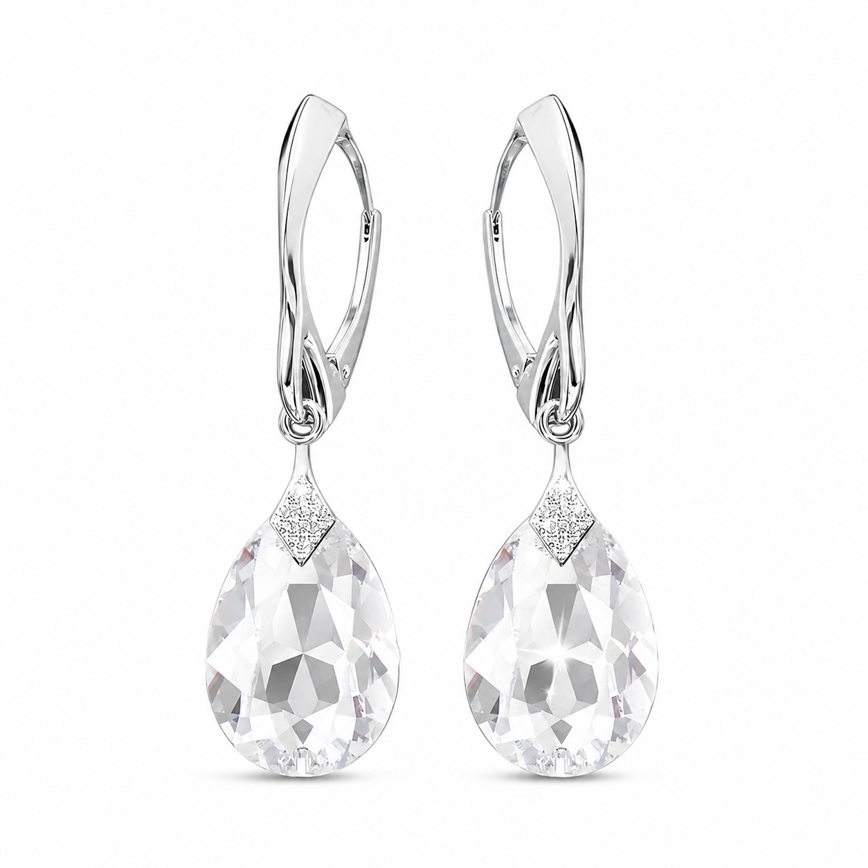 Sidabriniai auskarai „Moon Shine“ iš 925 prabos sidabro su Swarovski kristalais