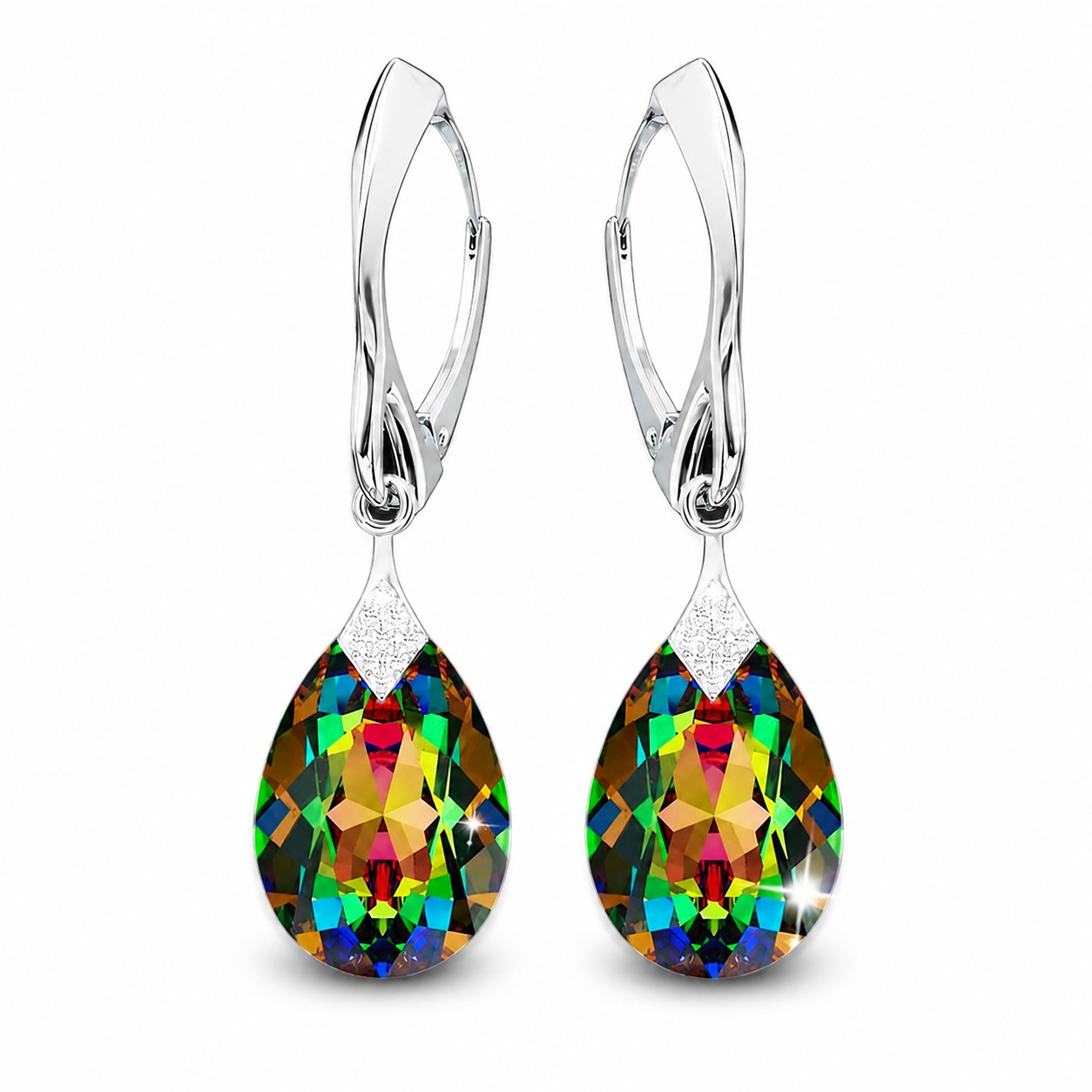 Sidabriniai auskarai „Moon Shine (Vitrail Medium)“ iš 925 prabos sidabro su Swarovski kristalais