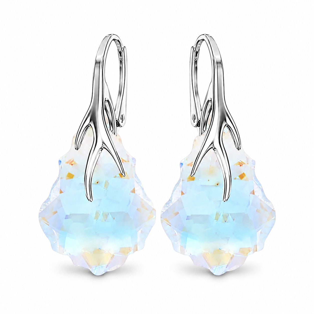 Sidabriniai auskarai „Baroque VI“ (Blue Aurora Borealis) iš 925 prabos sidabro su Swarovski kristalais