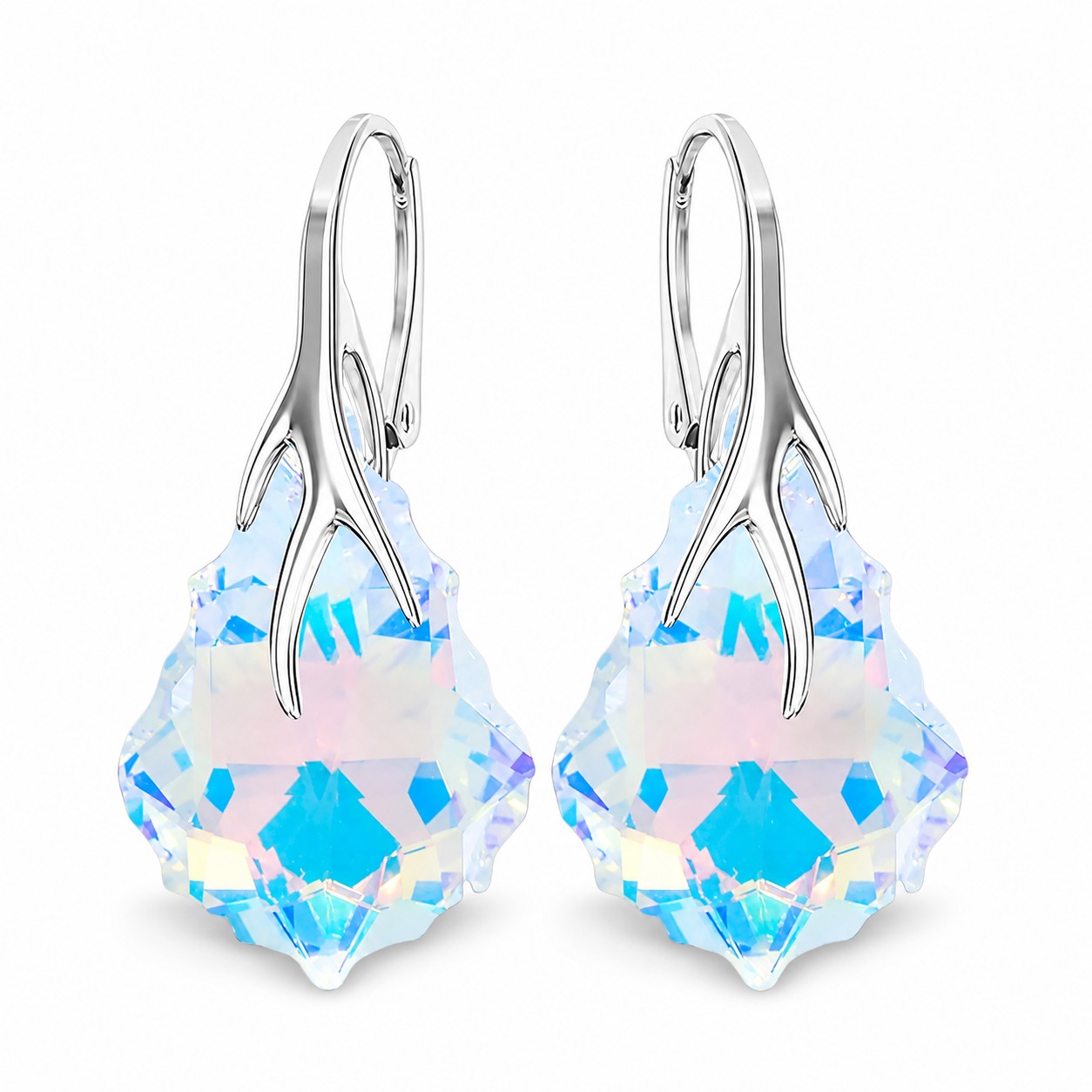 Sidabriniai auskarai „Baroque VI“ (Aurora Borealis) iš 925 prabos sidabro su Swarovski kristalais