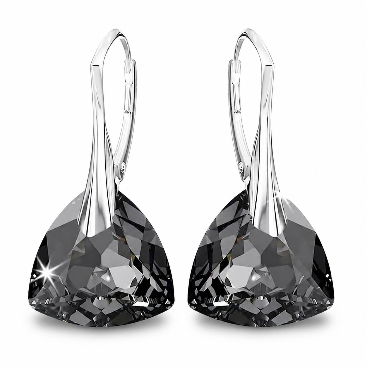 Sidabriniai auskarai „Evening Shine (Silver Night)“ su Swarovski® kristalais