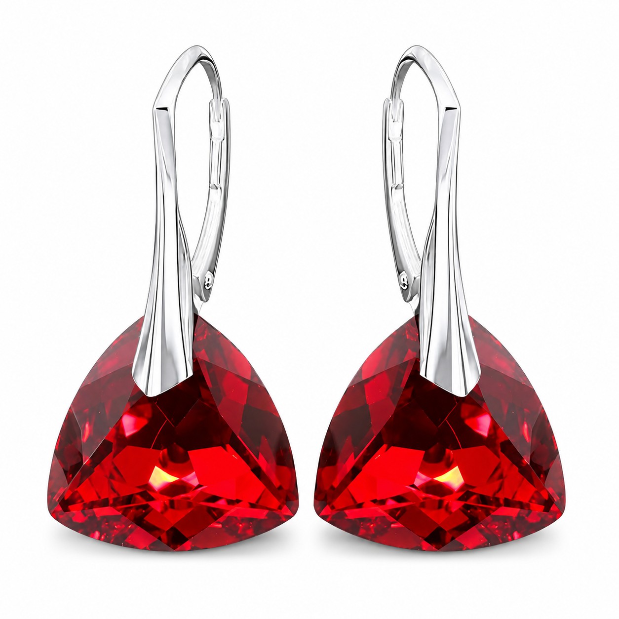 Sidabriniai auskarai „Evening Shine“ (Light Siam Comet Argent Light) iš 925 prabos sidabro su Swarovski kristalais
