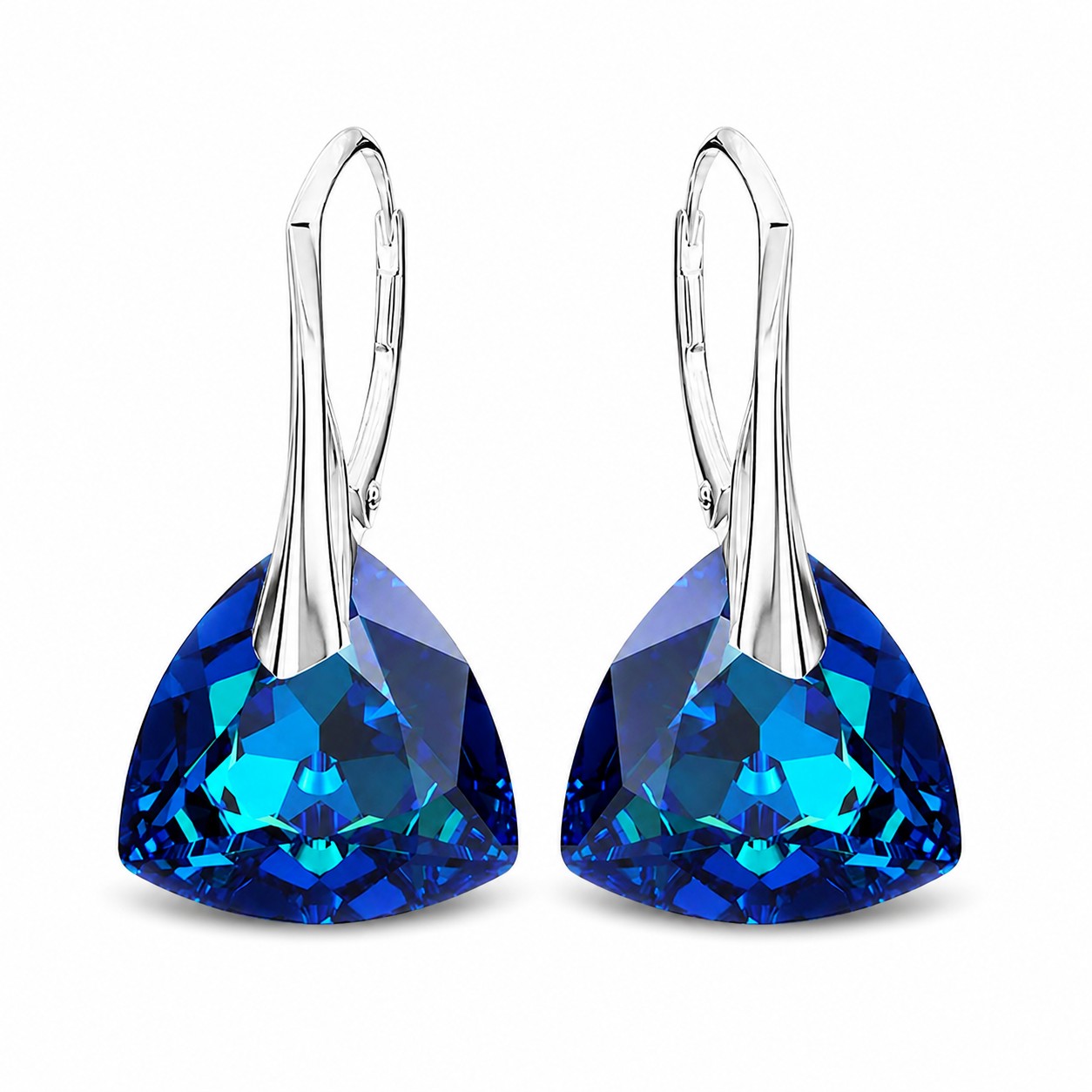 Sidabriniai auskarai „Evening Shine (Bermuda Blue)“ su Swarovski® kristalais