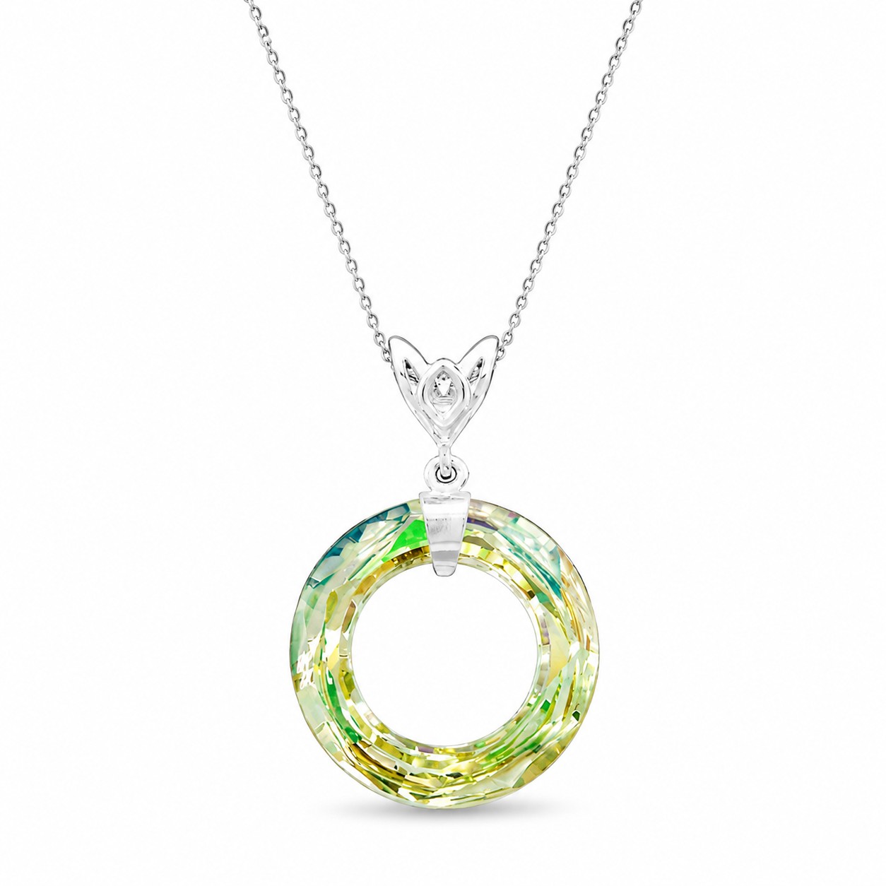 Sidabrinis pakabukas „Cosmic Ring (Luminous Green)“ su Swarovski® kristalais