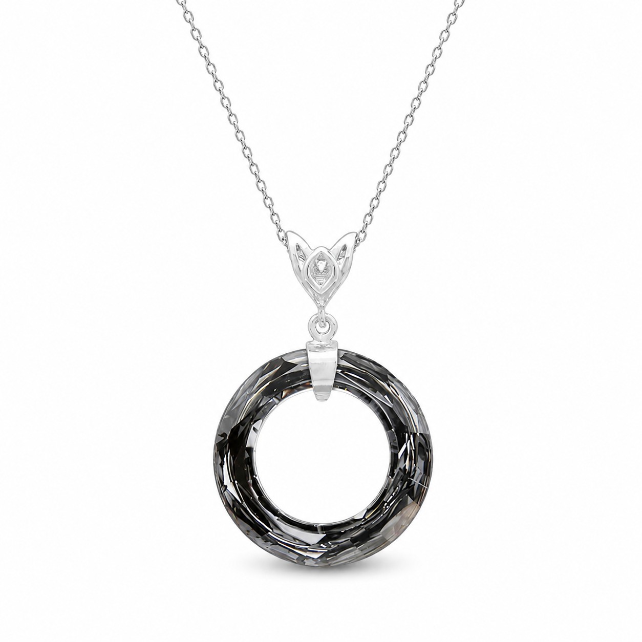 Kaklo papuošalas moterims DiamondSky „Cosmic Ring (Silver Night)“ su Swarovski kristalais