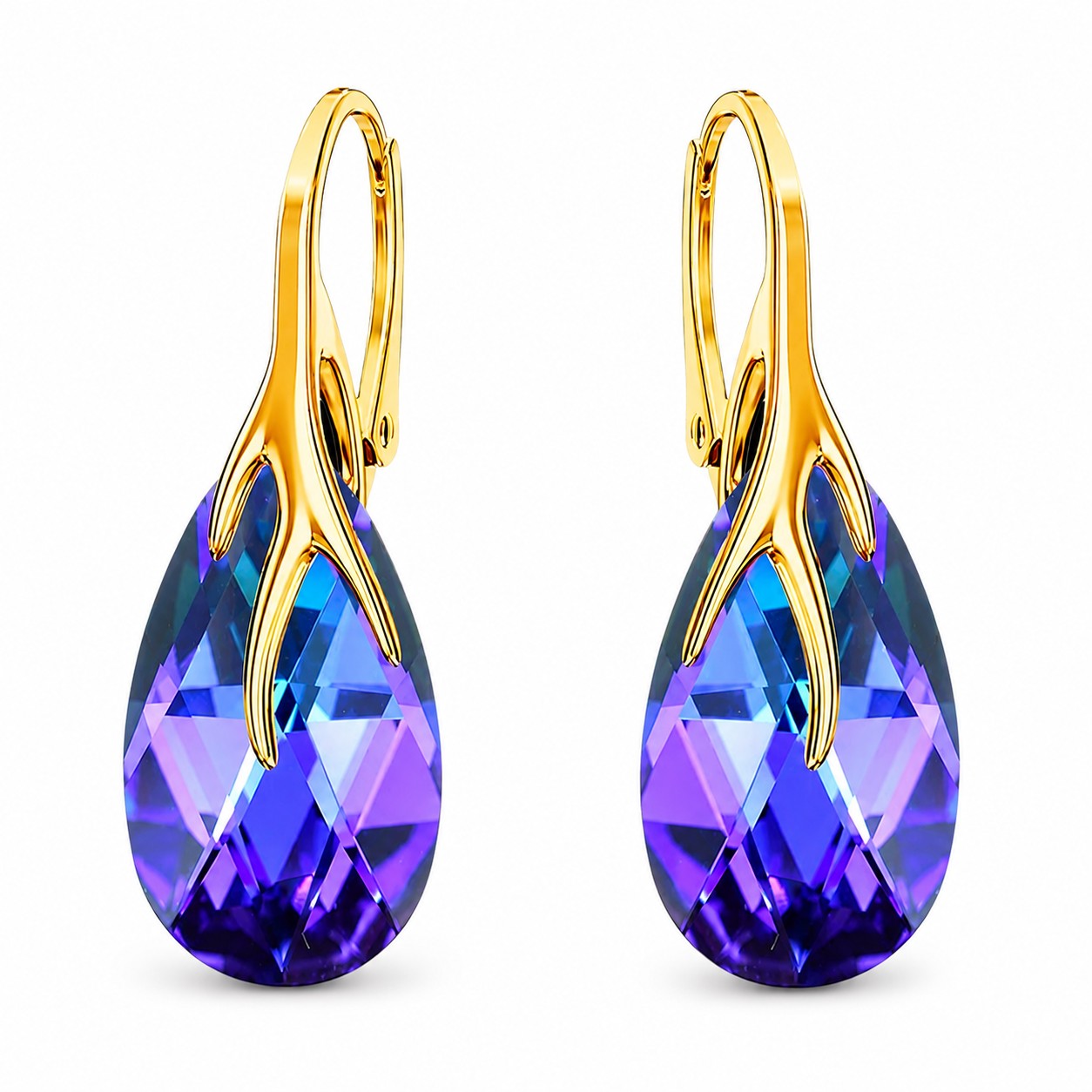 Sidabriniai auskarai „Baroque VII“ (Heliotrope) iš 925 prabos sidabro su Swarovski kristalais