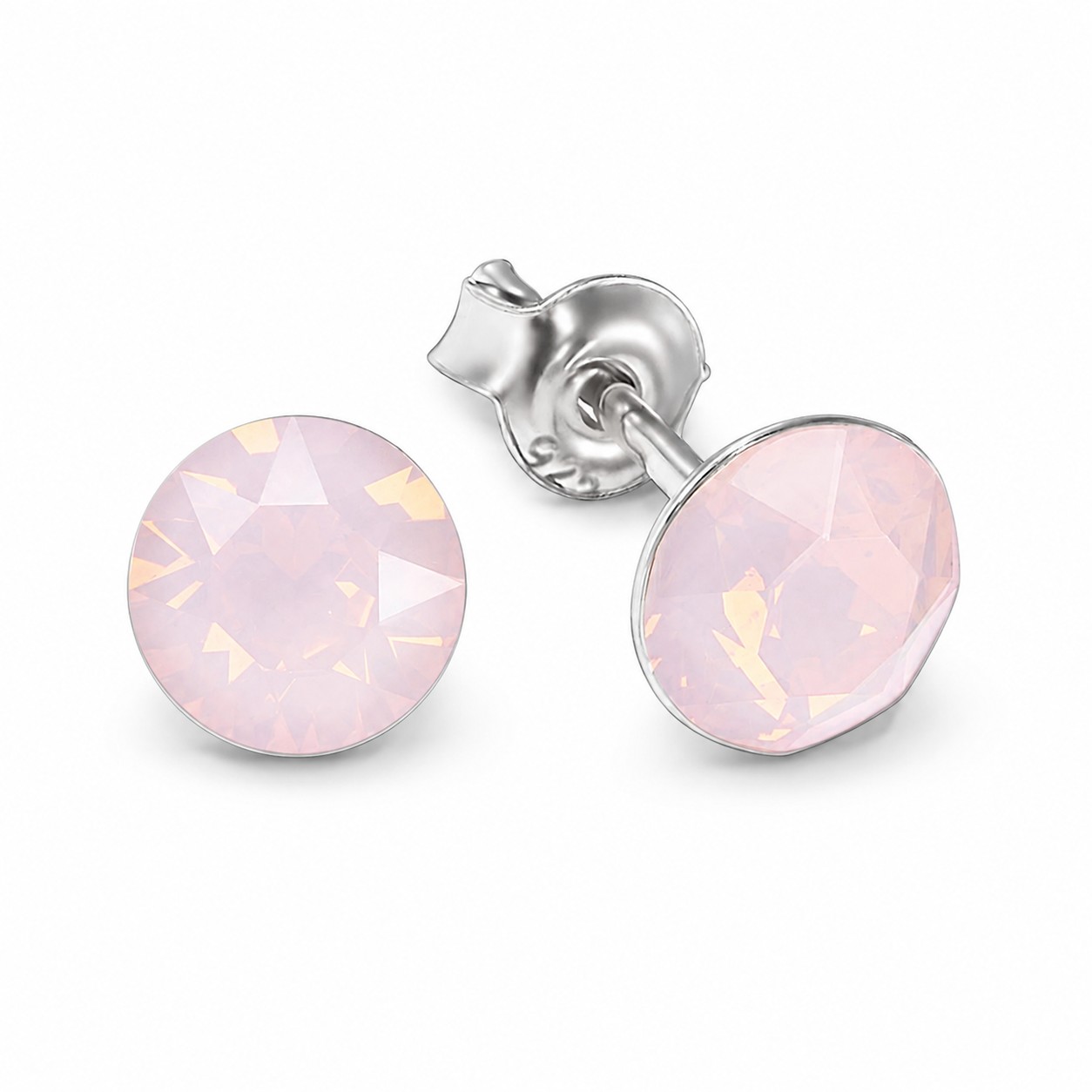 Sidabriniai auskarai „Classic (Rose Water Opal)“ su Swarovski® kristalais