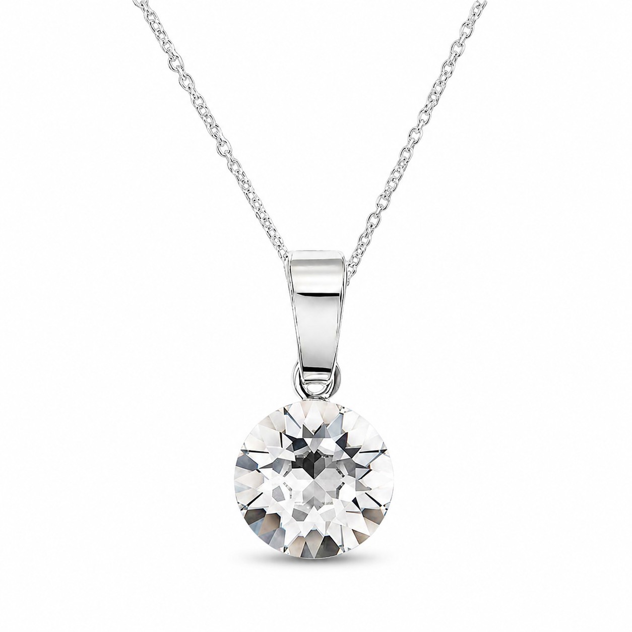 Sidabrinis kaklo papuošalas moterims DiamondSky „Classic“ su Swarovski kristalais