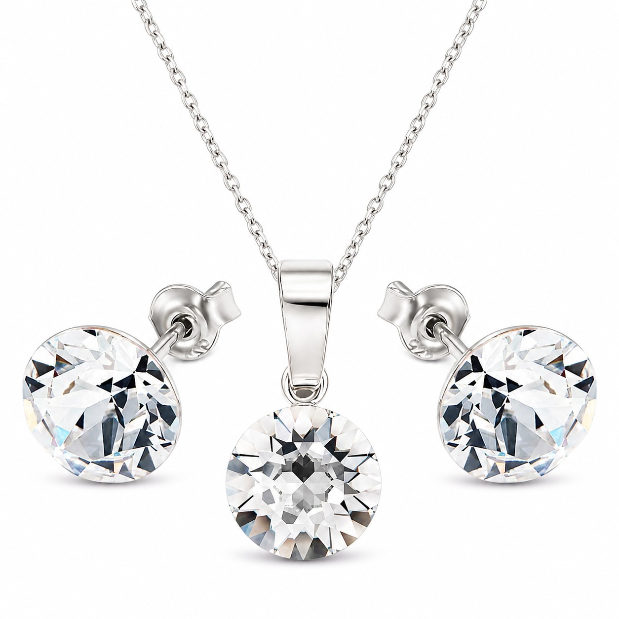 Sidabrinis papuošalų rinkinys moterims DiamondSky „Classic“ su Swarovski kristalais