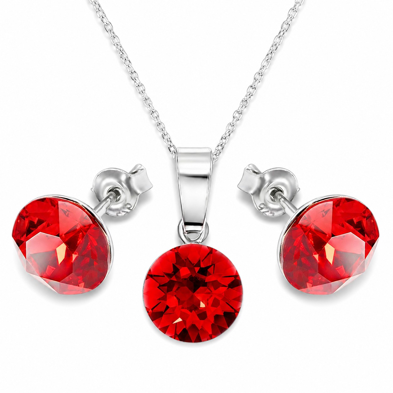 Sidabrinis papuošalų rinkinys moterims „Classic (Light Siam)“ su Swarovski® kristalais