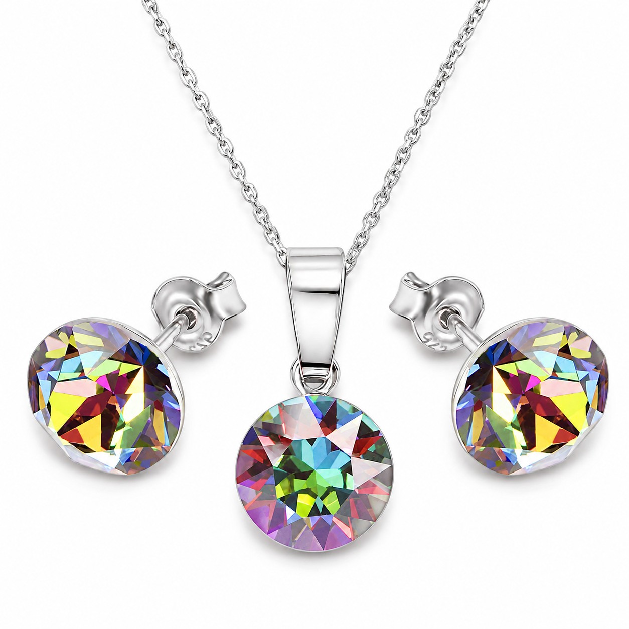 Sidabrinis papuošalų rinkinys moterims „Classic (Vitrail Medium)“ su Swarovski® kristalais