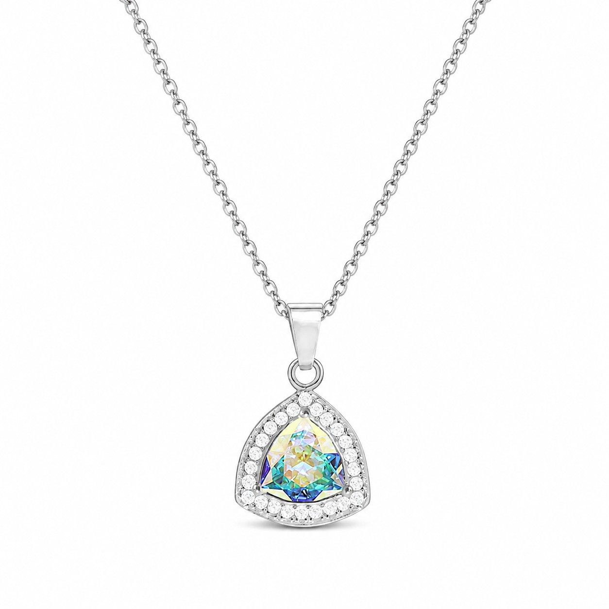 Sidabrinis kaklo papuošalas moterims DiamondSky „Elemental Magic (Aurora Borealis)“ su Swarovski kristalais