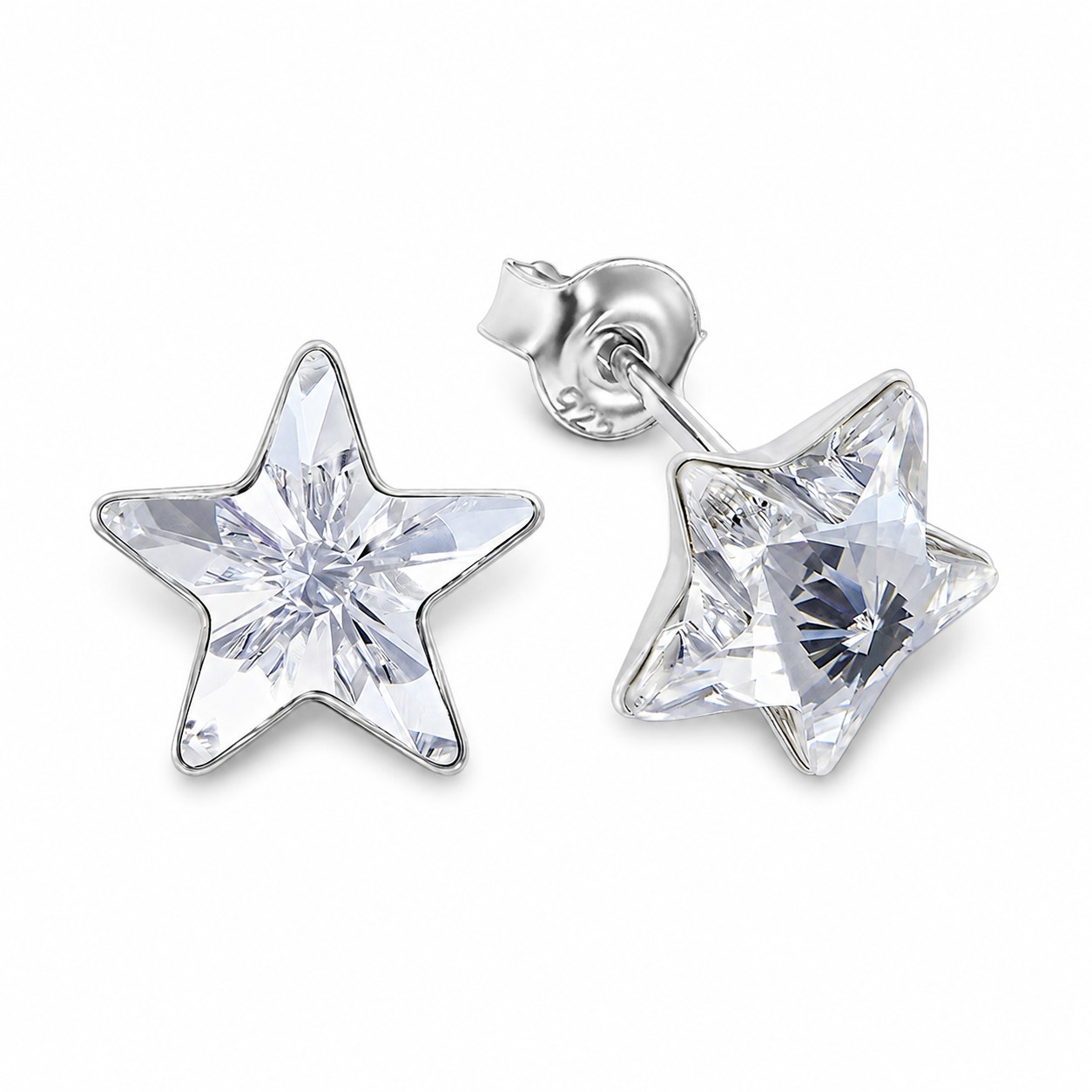 Sidabriniai auskarai „Star“ su Swarovski® kristalais