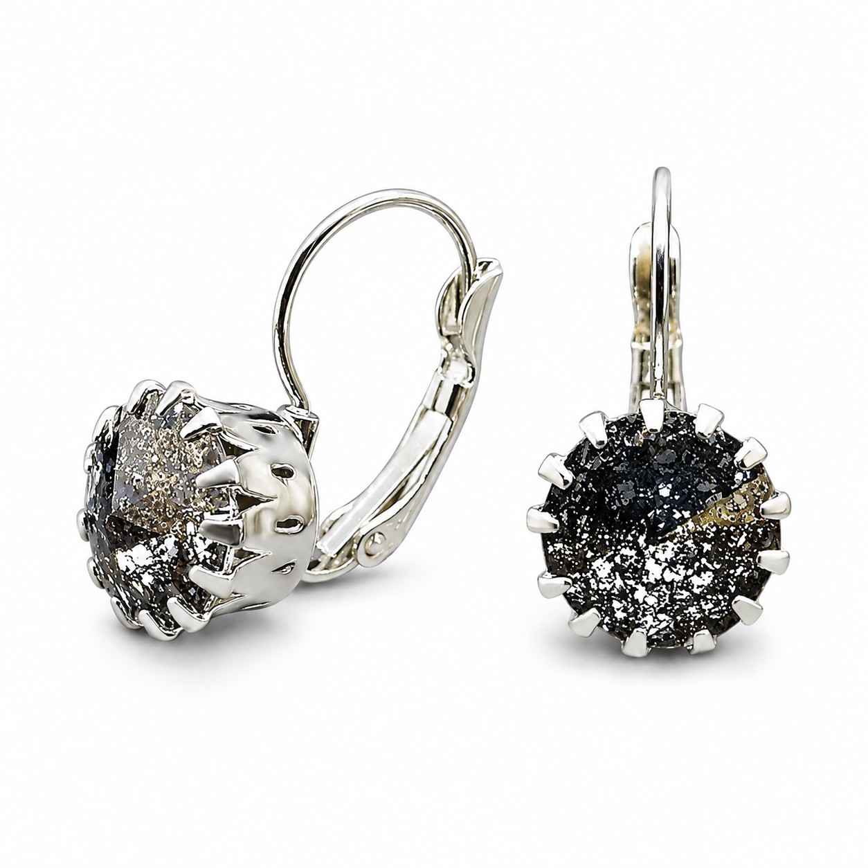 Auskarai „Vintage VI (Black Patina)“ su Swarovski® kristalais