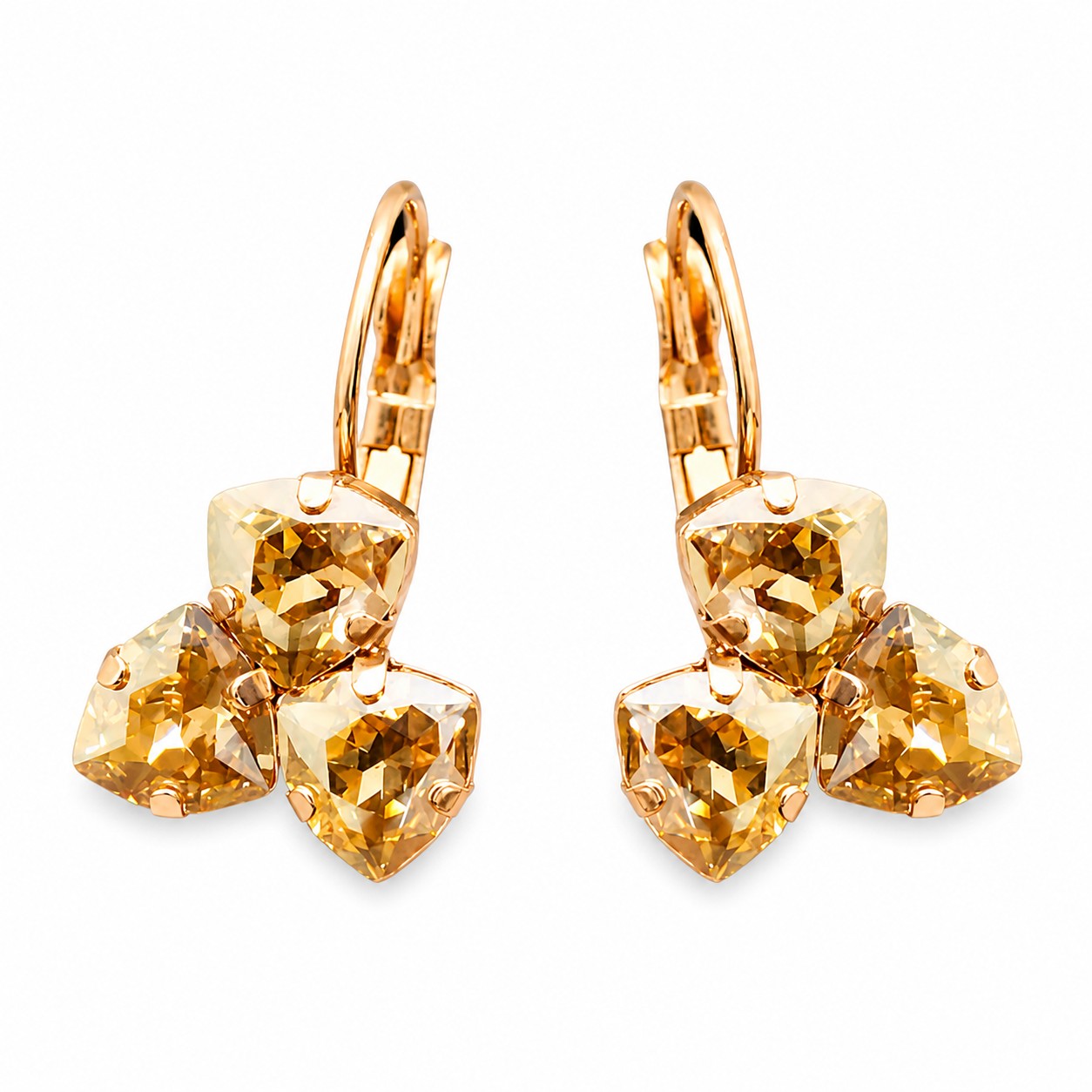 Auskarai „Bermuda Triangle III (Golden Shadow)“ su Swarovski® kristalais