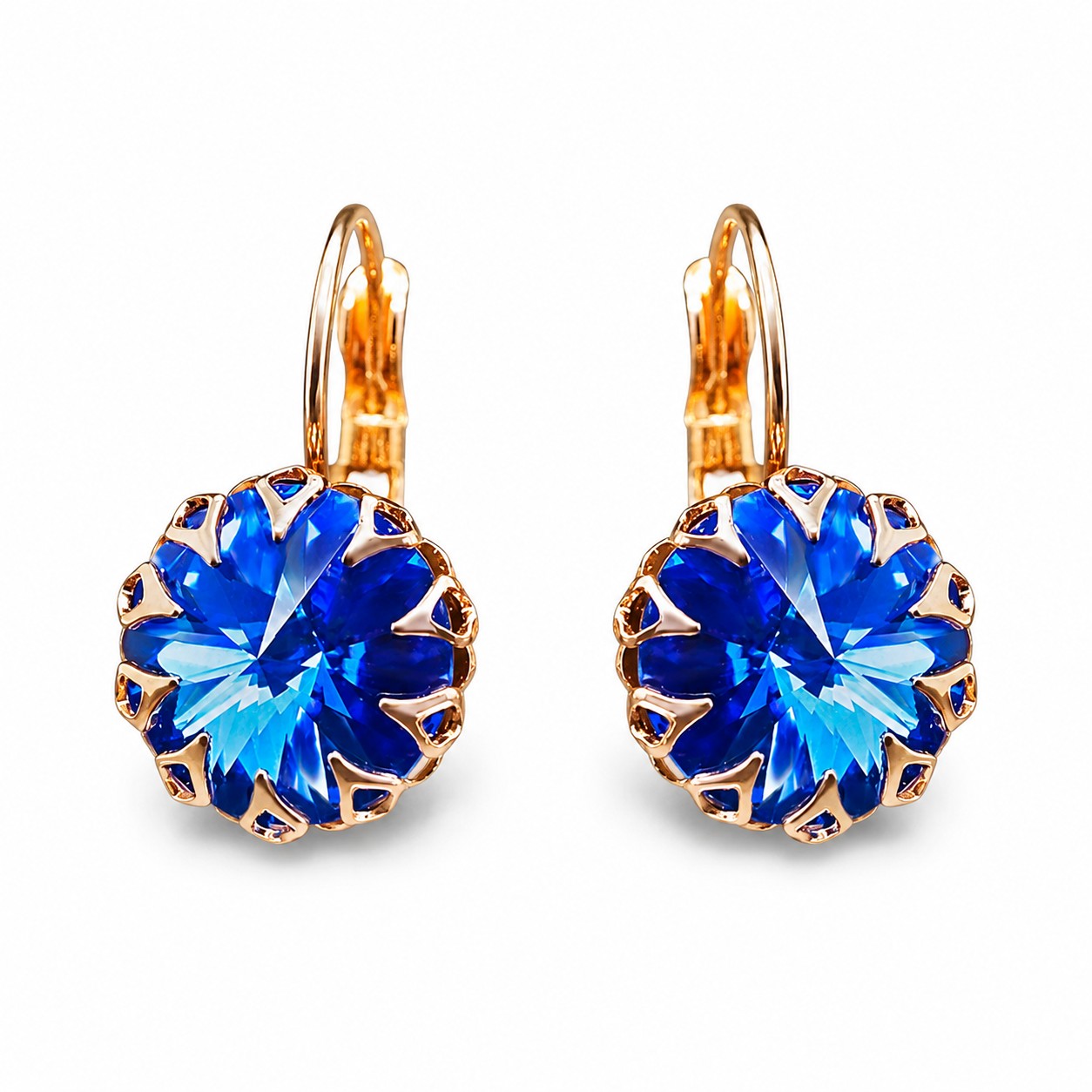 Auskarai „Vintage III (Sapphire)“ su Swarovski® kristalais