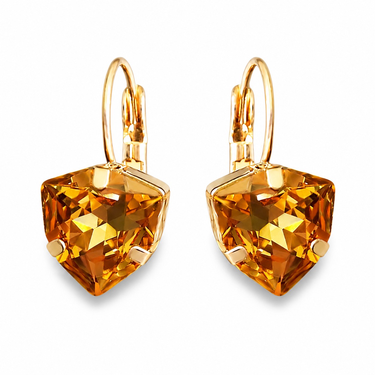 Auskarai „Bermuda Triangle (Light Colorado Topaz)“ su Swarovski® kristalais