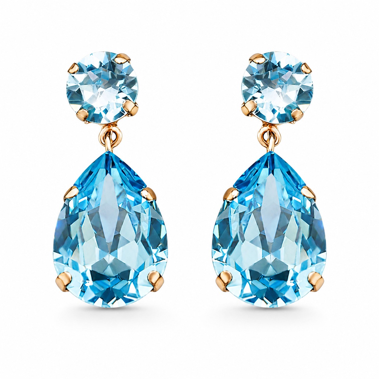 Auskarai „Crystal Drop IV (Aquamarine Blue)“ su Swarovski® kristalais