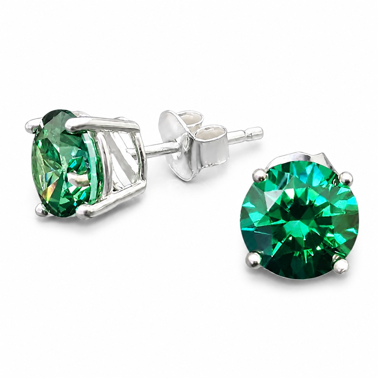 Sidabriniai auskarai „Juno (Green)“ su Swarovski® kristalais
