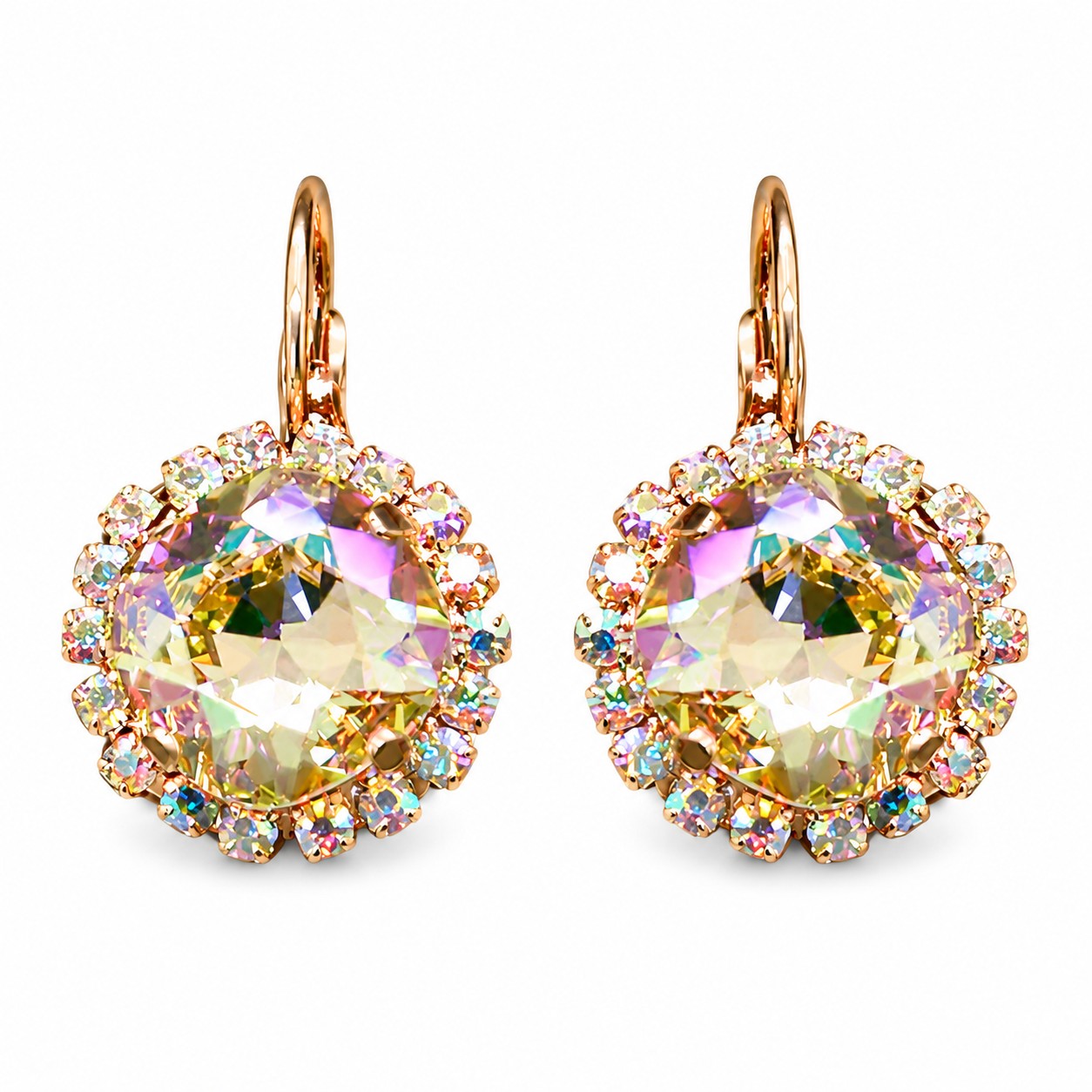 Auskarai „Glare III (Luminous Green)“ su Swarovski® kristalais