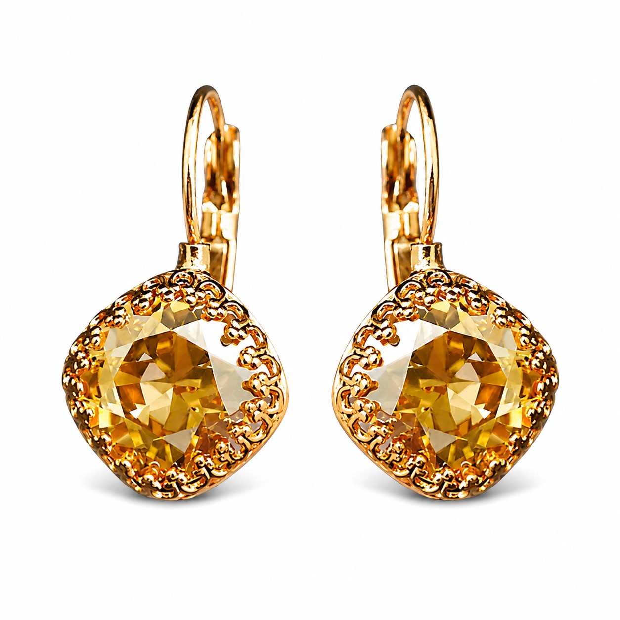 Auskarai „Vintage IV (Golden Shadow)“ su Swarovski® kristalais