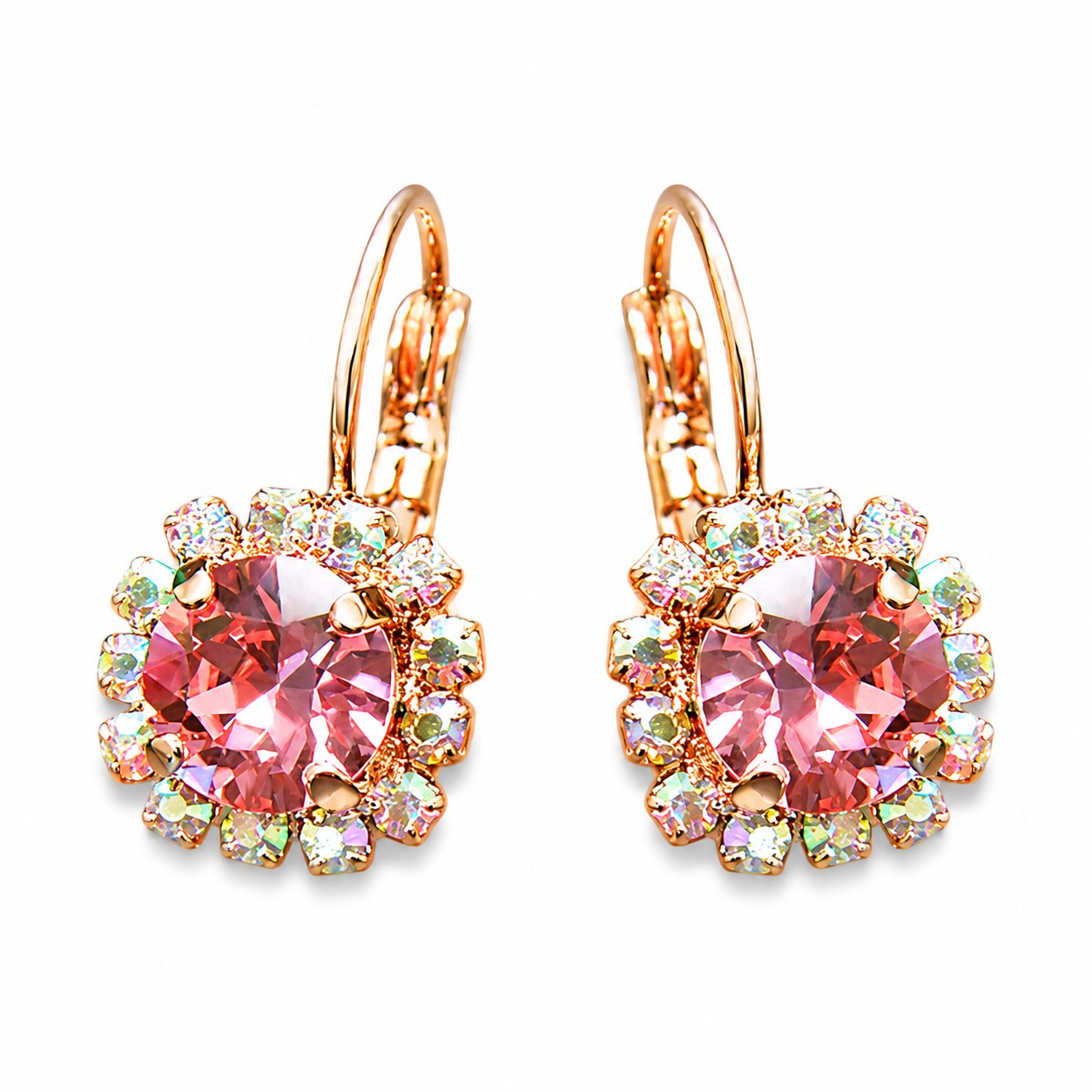 Auskarai „Glory II (Rose Peach)“ su Swarovski® kristalais