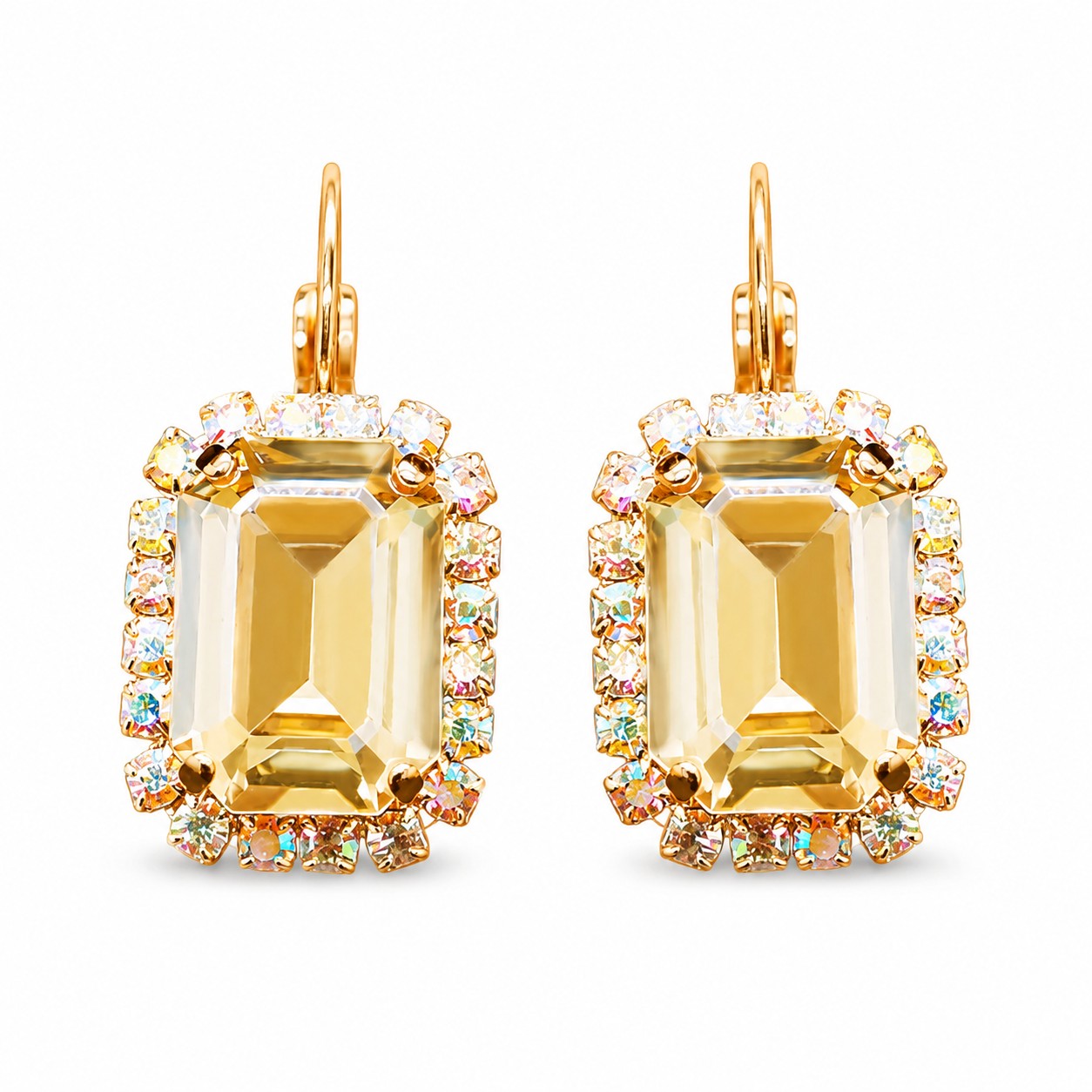 Auskarai „Lourdes II (Golden Shadow)“ su Swarovski® kristalais