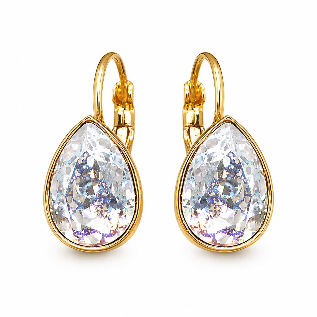 Auskarai „Crystal Drop (White Patina)“ su Swarovski® kristalais