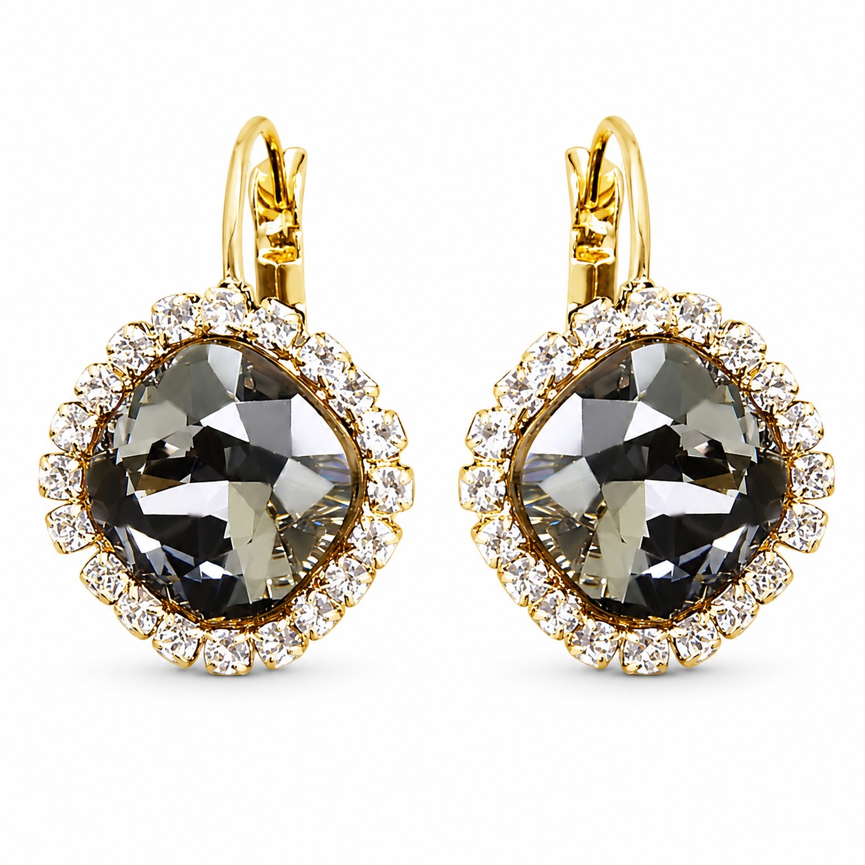 Auskarai „Glare III (Silver Shadow)“ su Swarovski® kristalais