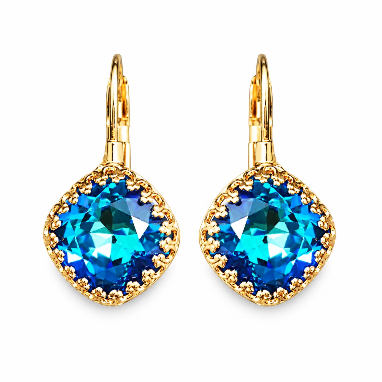 Auskarai „Vintage IV (Bermuda Blue)“ su Swarovski® kristalais