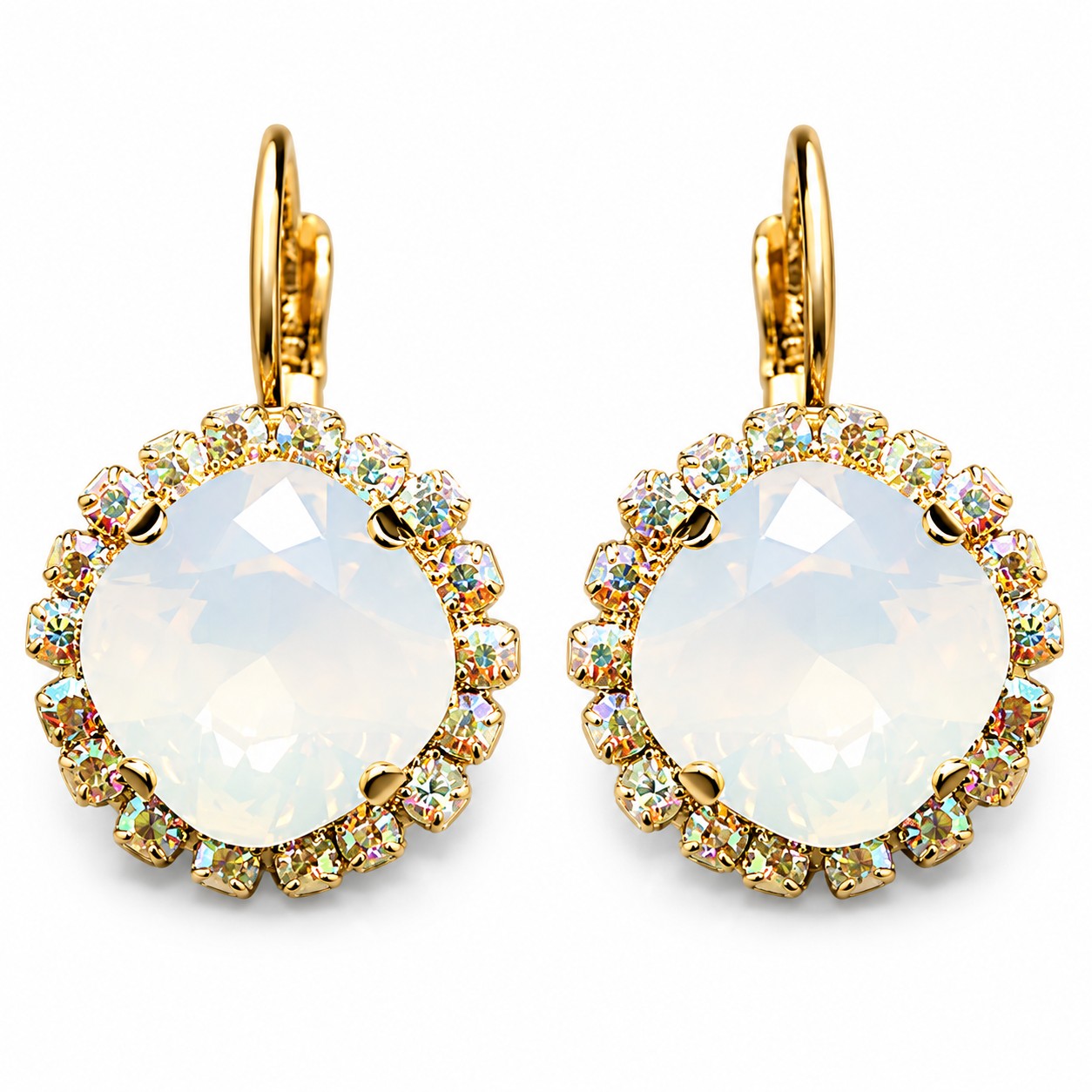 Auskarai „Glare III (White Opal)“ su Swarovski® kristalais