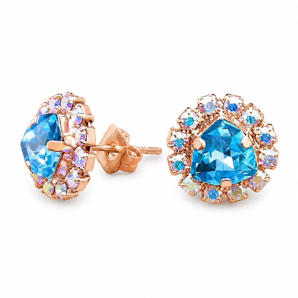 Auskarai „Bermuda Triangle IV (Aquamarine Blue)“ su Swarovski® kristalais
