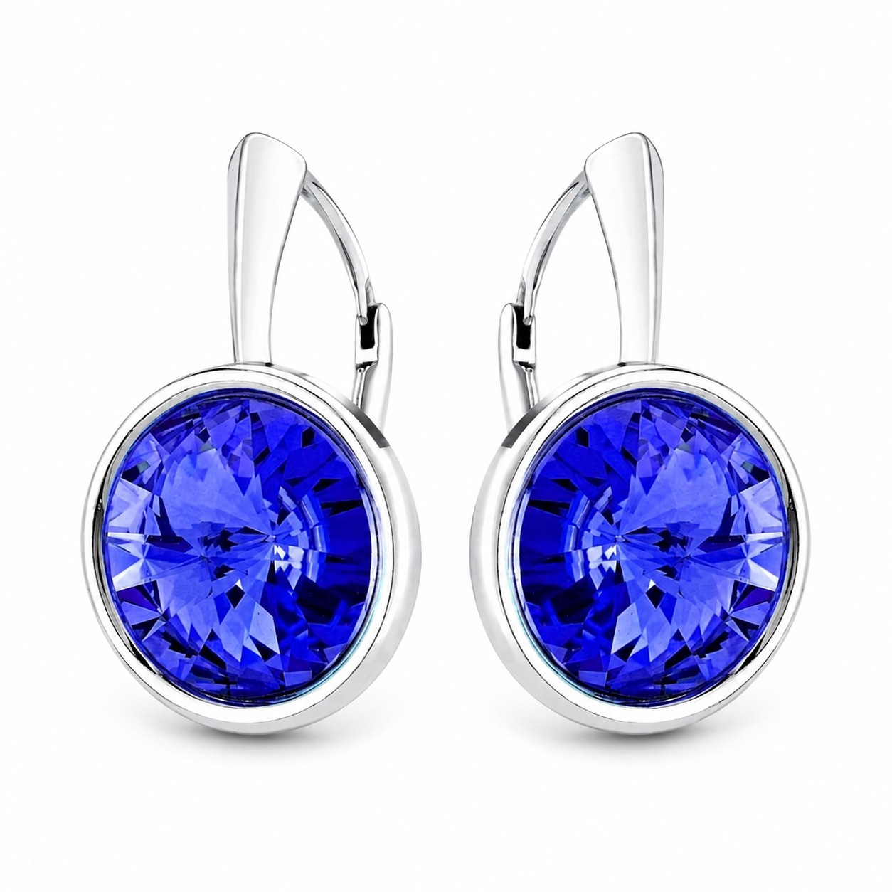 Sidabriniai auskarai moterims DiamondSky „Clarice (Sapprhie)„ su Swarovski kristalais