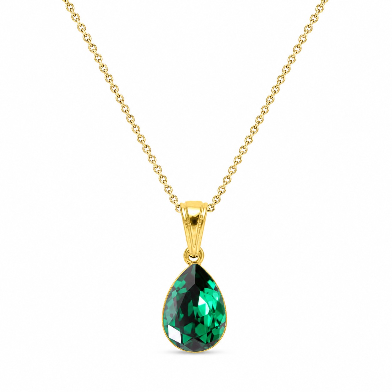 Sidabrinis pakabukas „Crystal Drop (Emerald)“ su Preciosa® kristalais