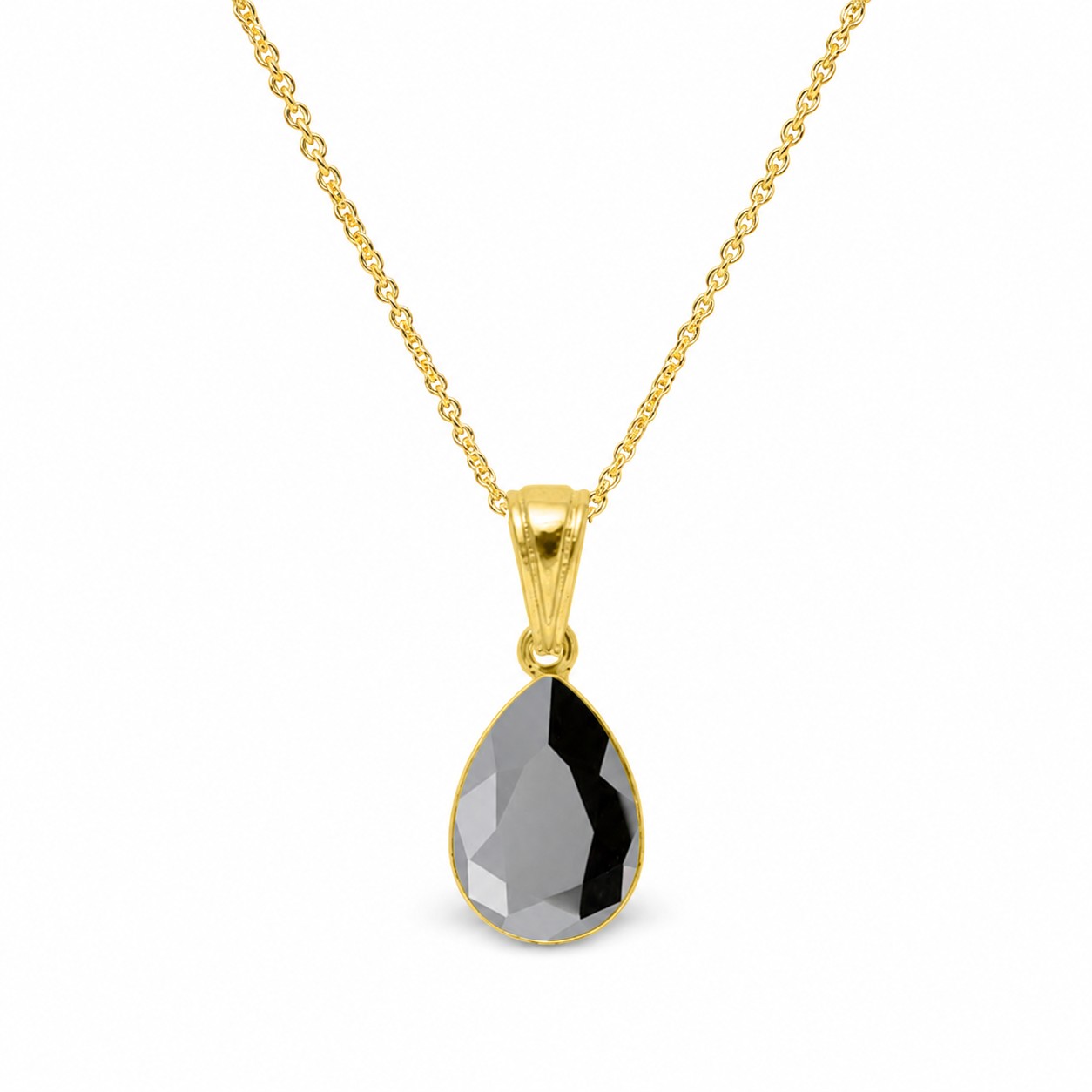 Sidabrinis pakabukas „Crystal Drop (Jet Hematite)“ su Preciosa® kristalais