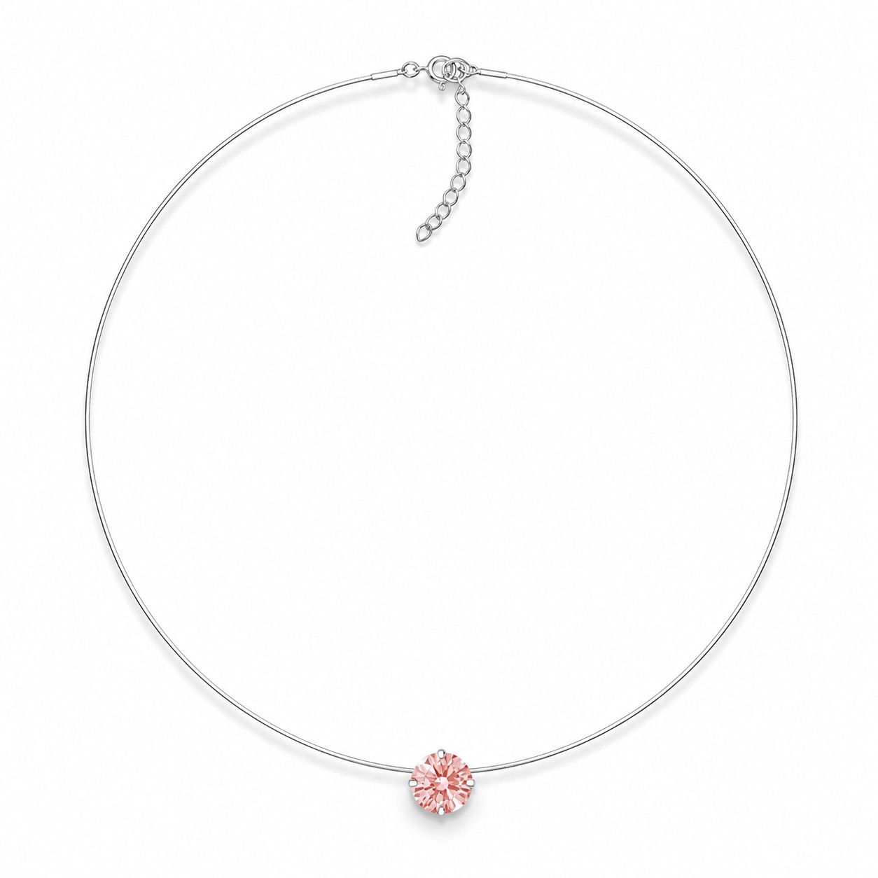 Nematomas sidabrinis pakabukas „Invisible (Fancy Morganite)“ su Swarovski® kristalu