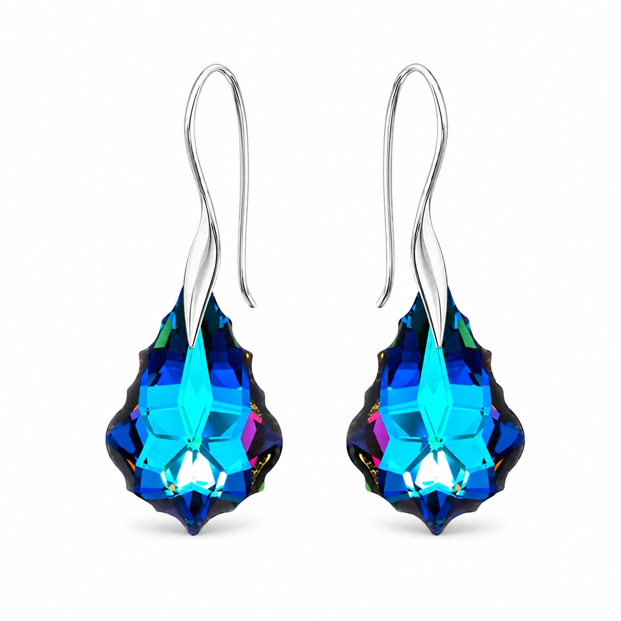 Sidabriniai auskarai „Baroque IV (Meridian Blue)“ su Swarovski® kristalais