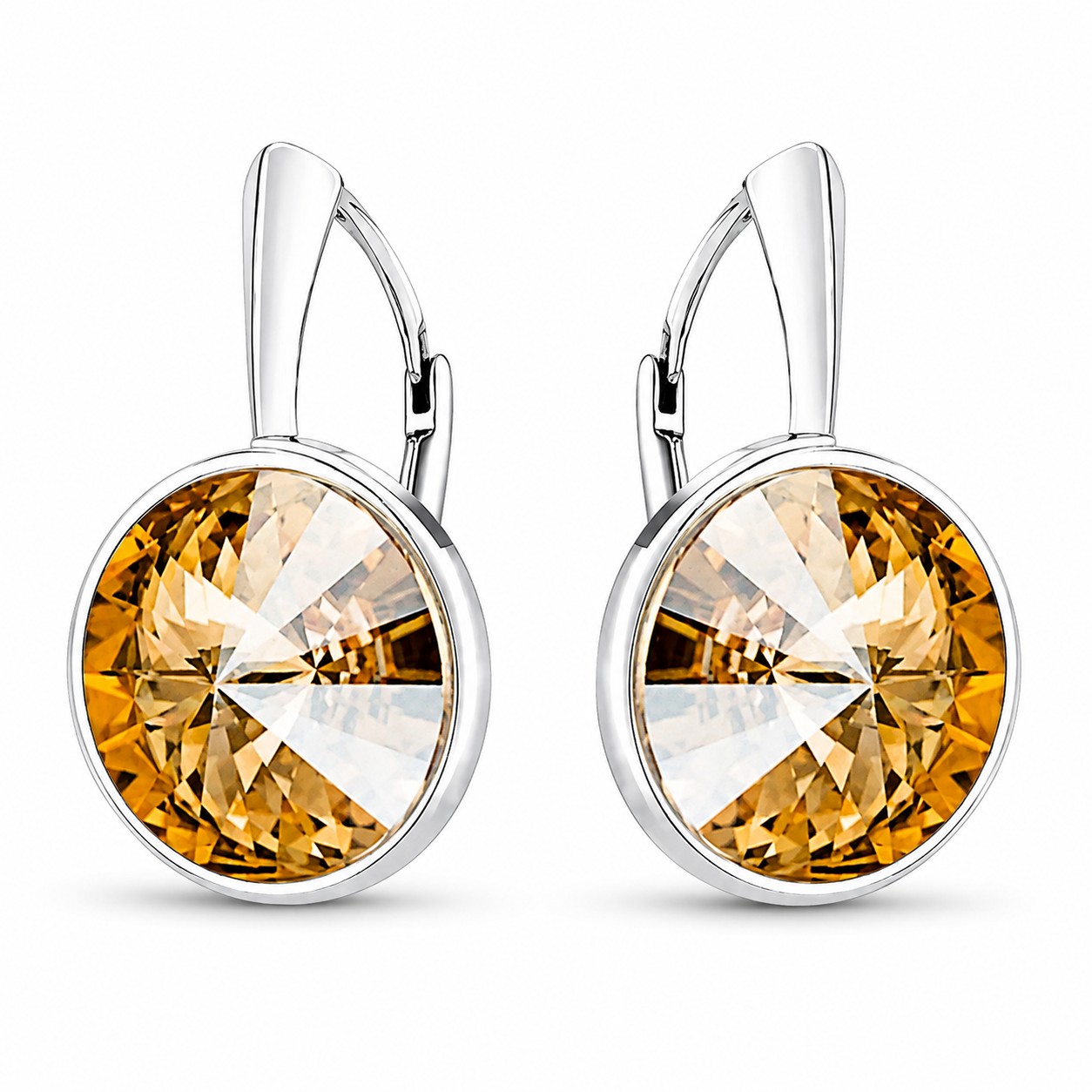 Sidabriniai auskarai „Clarice (Golden Shadow)“ su Swarovski® kristalais