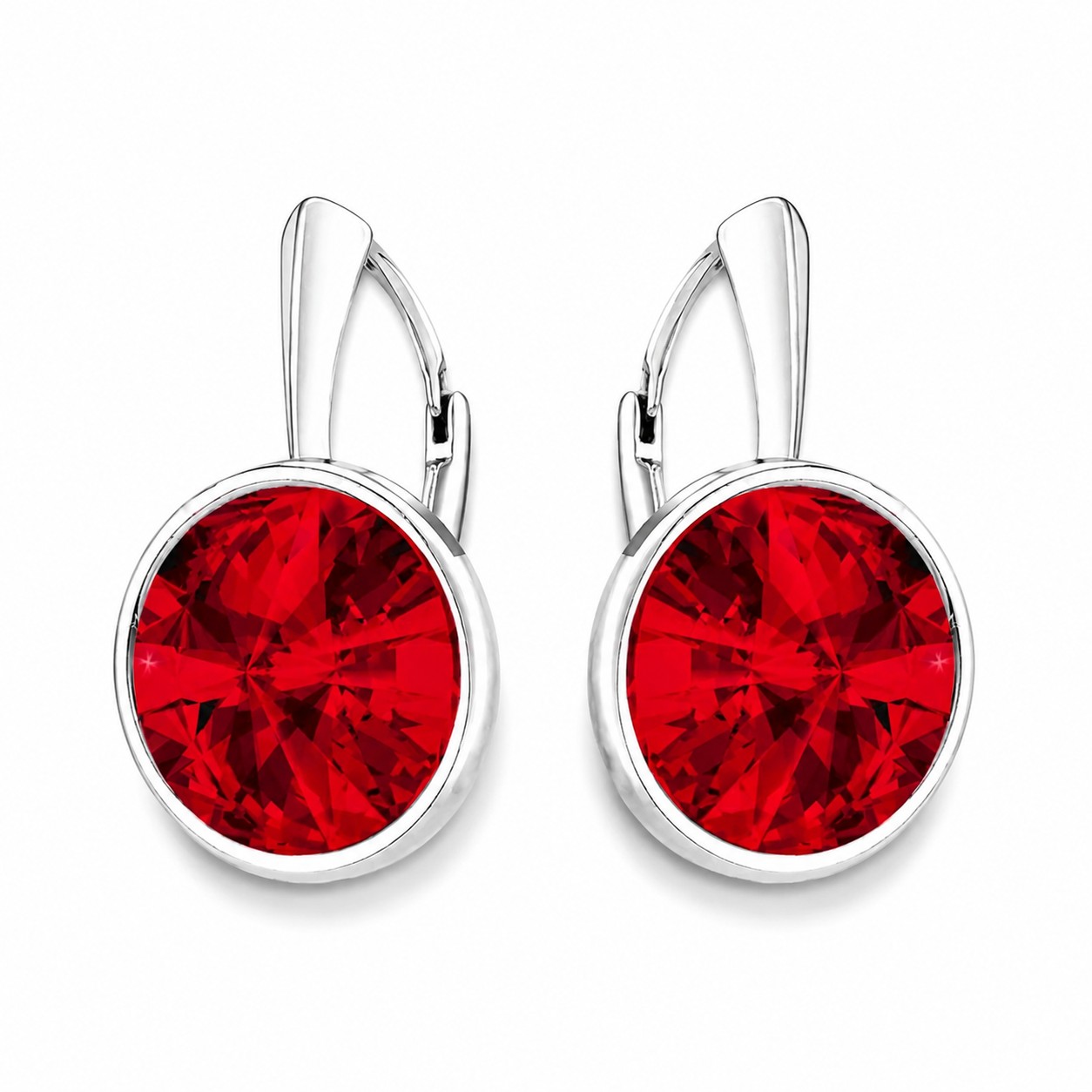 Sidabriniai auskarai moterims DiamondSky „Clarice (Scarlet)„ su Swarovski kristalais