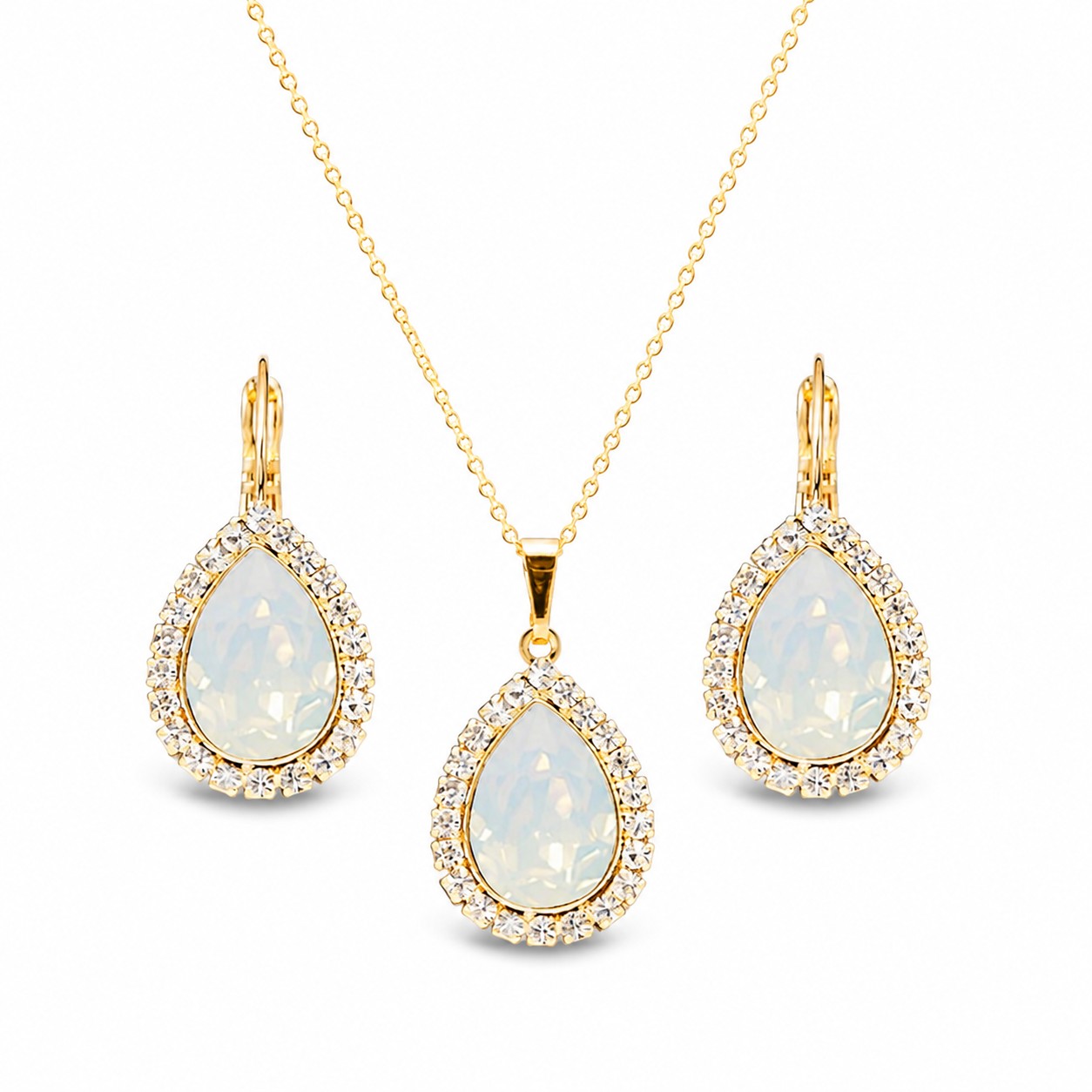 Papuošalų rinkinys moterims „Celestial Drop (White Opal)“ su Swarovski® kristalais