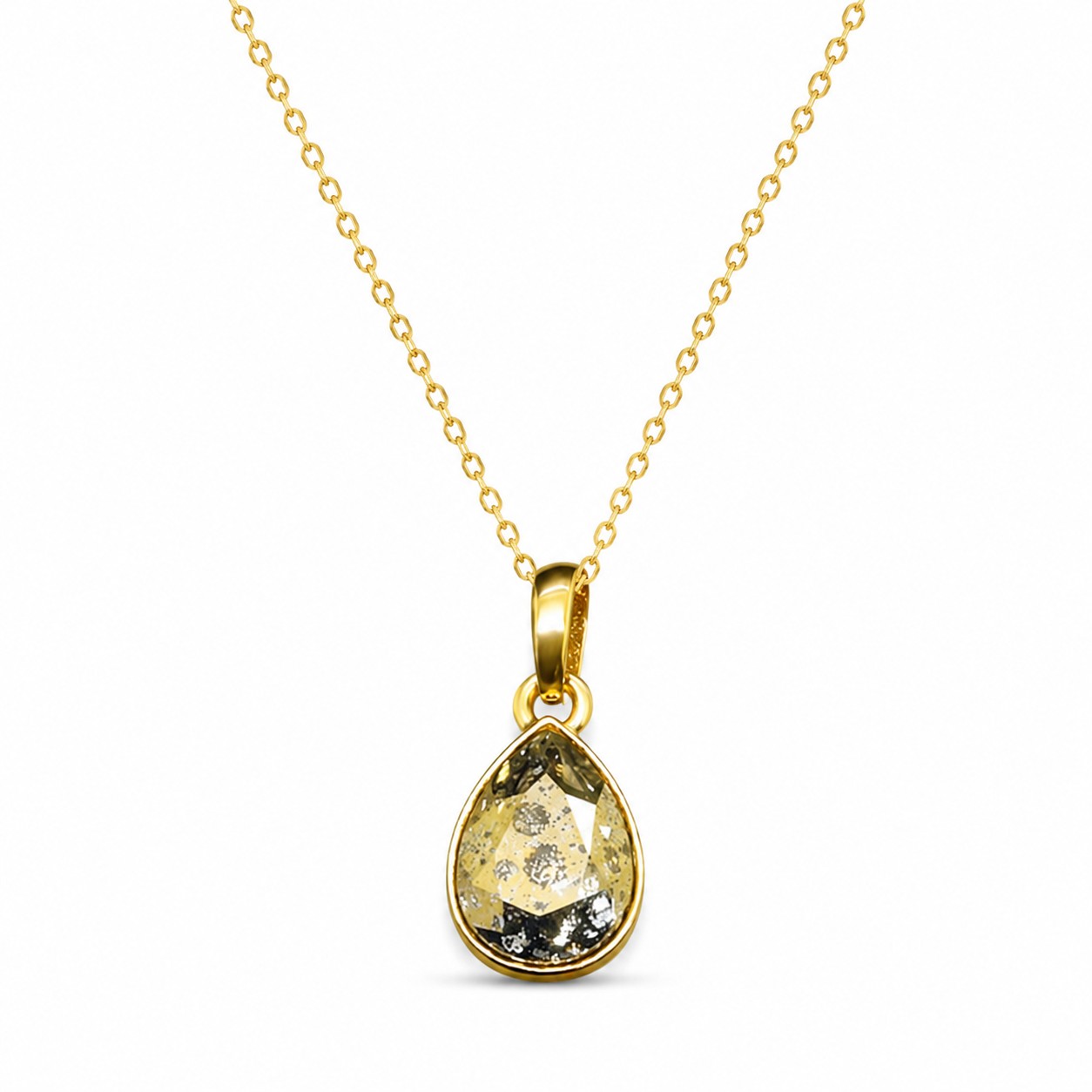 Pakabukas „Crystal Drop (Gold Patina)“ su Swarovski® kristalais