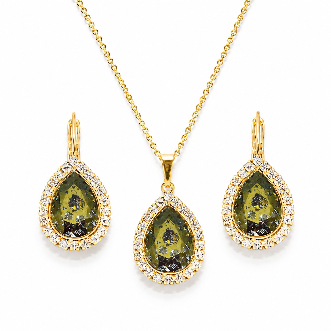 Papuošalų rinkinys moterims „Celestial Drop (Gold Patina)“ su Swarovski® kristalais