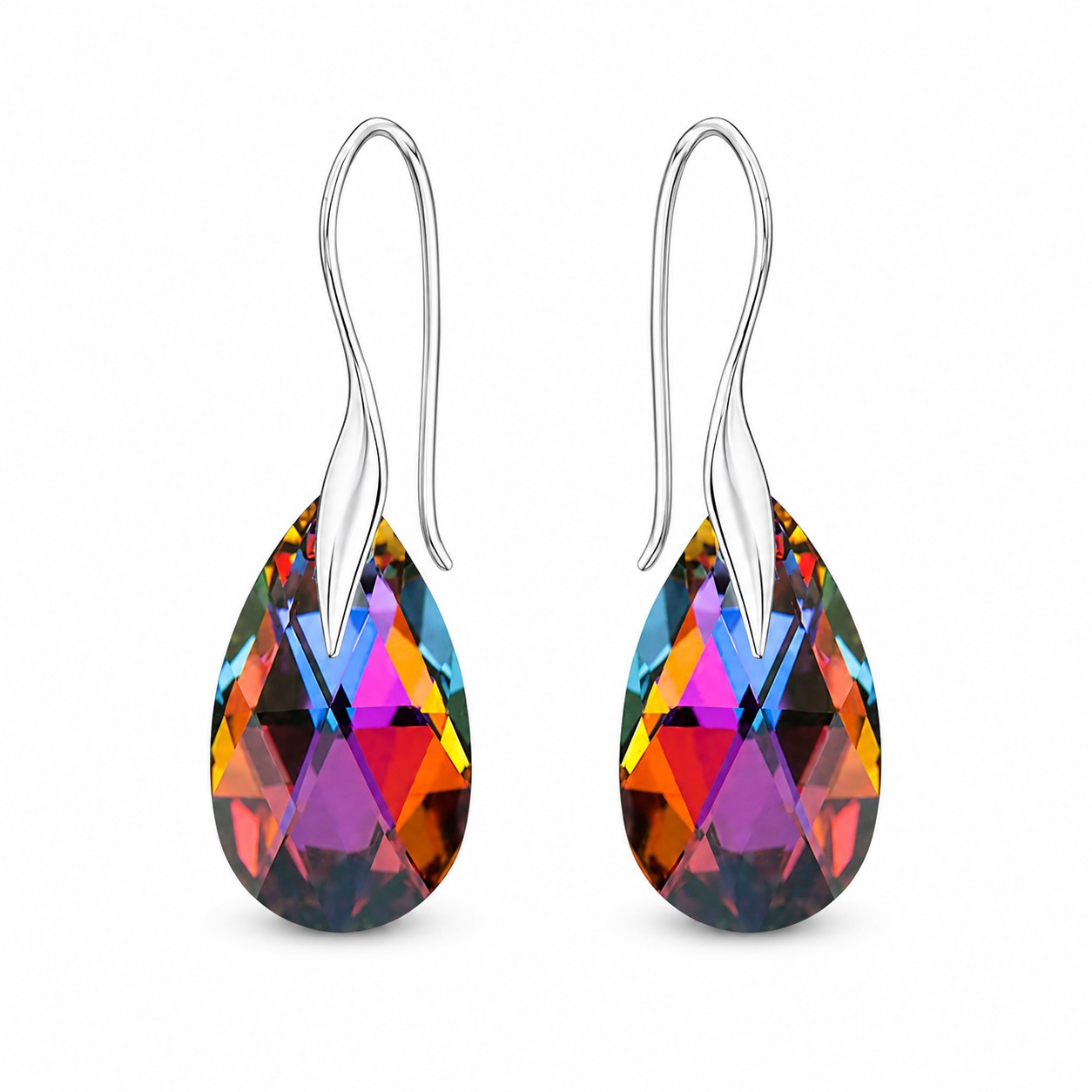 Sidabriniai auskarai moterims DiamondSky „Baroque (Volcano)„ su Swarovski kristalais