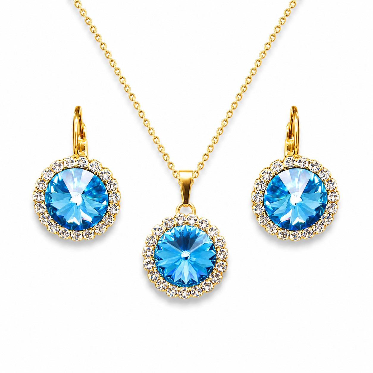 Papuošalų rinkinys moterims „Clarice (Aquamarine Blue)“ su Swarovski® kristalais
