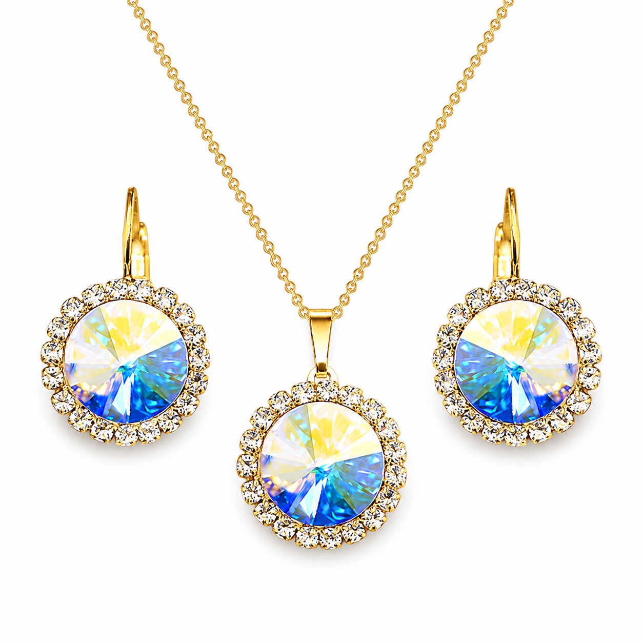 Papuošalų rinkinys moterims „Clarice (Aurora Borealis)“ su Swarovski® kristalais